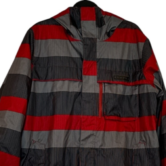 Burton Poacher Gray Multi Stripe Snowboard Jacket Size Medium - Picture 4 of 15